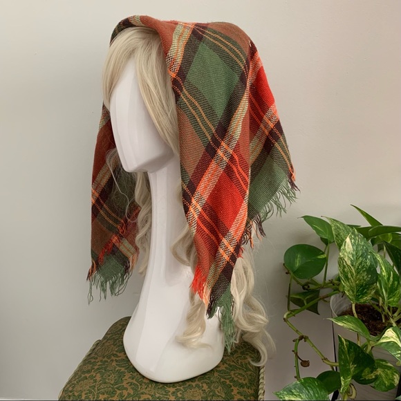 Pumpkin Patch Vintage Plaid Wool Scarf - Picture 2 of 7